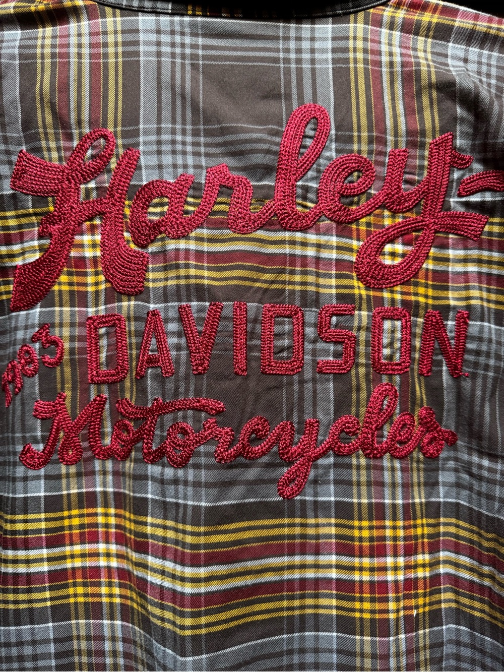 Harley-Davidson Plaid Button-Down Shirt with Red Embroidery 2XL